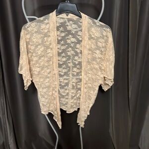 Lace wrap cover up tie beige gold M